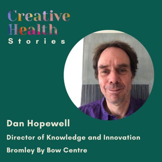 podcast artwork including a headshot image of Dan Hopewell, green background, colourful logo and writing